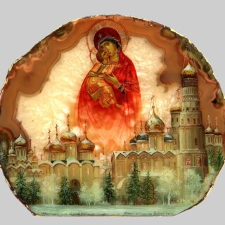 Лаковая миниатюра на камне Лаковая миниатюра "Спаси и Сохрани"